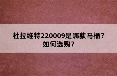 杜拉维特220009是哪款马桶？如何选购？