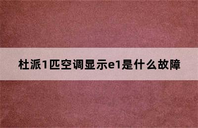 杜派1匹空调显示e1是什么故障