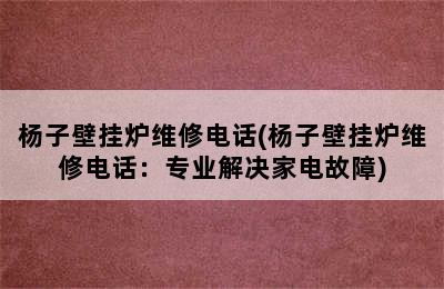 杨子壁挂炉维修电话(杨子壁挂炉维修电话：专业解决家电故障)