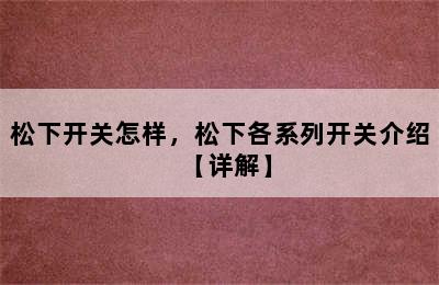 松下开关怎样，松下各系列开关介绍【详解】