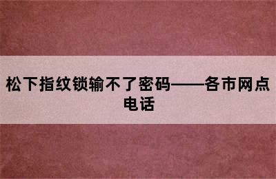 松下指纹锁输不了密码——各市网点电话