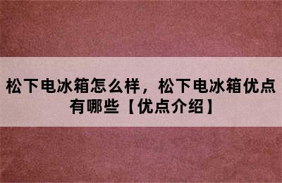 松下电冰箱怎么样，松下电冰箱优点有哪些【优点介绍】