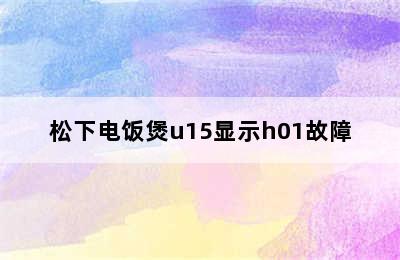 松下电饭煲u15显示h01故障