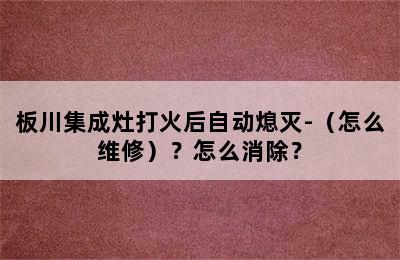 板川集成灶打火后自动熄灭-（怎么维修）？怎么消除？