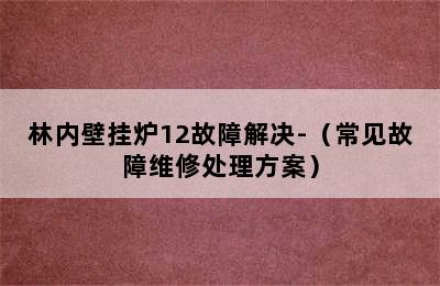 林内壁挂炉12故障解决-（常见故障维修处理方案）