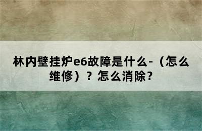 林内壁挂炉e6故障是什么-（怎么维修）？怎么消除？