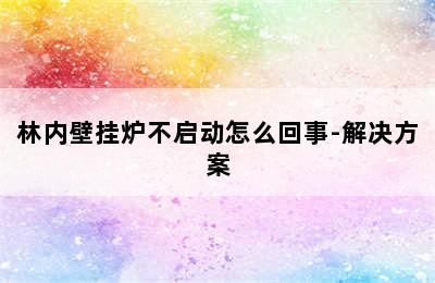 林内壁挂炉不启动怎么回事-解决方案