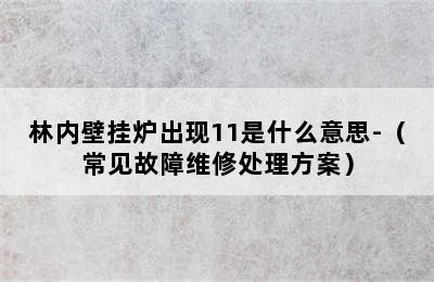 林内壁挂炉出现11是什么意思-（常见故障维修处理方案）