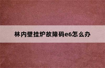 林内壁挂炉故障码e6怎么办