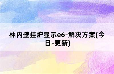 林内壁挂炉显示e6-解决方案(今日-更新)