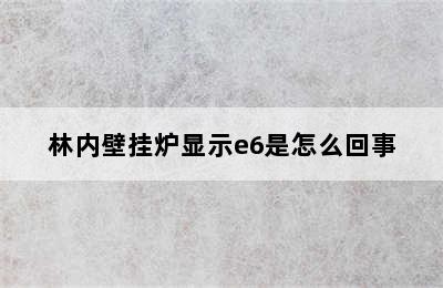 林内壁挂炉显示e6是怎么回事