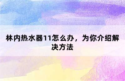 林内热水器11怎么办，为你介绍解决方法