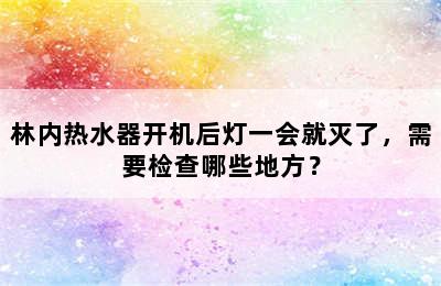 林内热水器开机后灯一会就灭了，需要检查哪些地方？