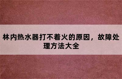 林内热水器打不着火的原因，故障处理方法大全