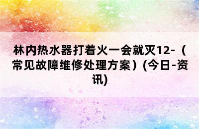 林内热水器打着火一会就灭12-（常见故障维修处理方案）(今日-资讯)