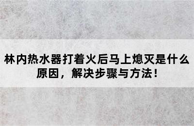 林内热水器打着火后马上熄灭是什么原因，解决步骤与方法！