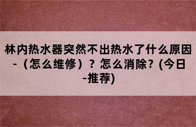 林内热水器突然不出热水了什么原因-（怎么维修）？怎么消除？(今日-推荐)