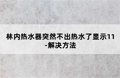 林内热水器突然不出热水了显示11-解决方法