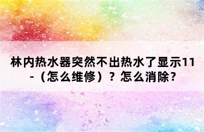 林内热水器突然不出热水了显示11-（怎么维修）？怎么消除？