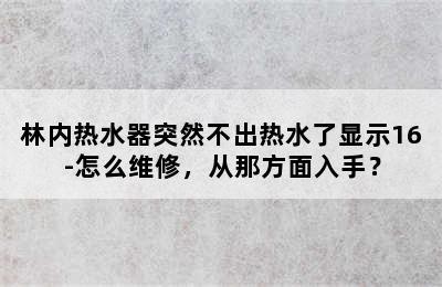 林内热水器突然不出热水了显示16-怎么维修，从那方面入手？