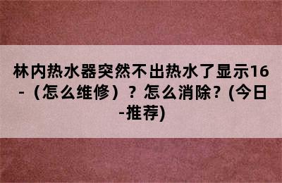 林内热水器突然不出热水了显示16-（怎么维修）？怎么消除？(今日-推荐)