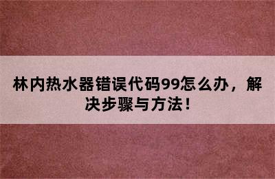 林内热水器错误代码99怎么办，解决步骤与方法！