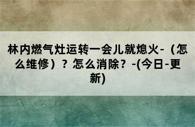 林内燃气灶运转一会儿就熄火-（怎么维修）？怎么消除？-(今日-更新)