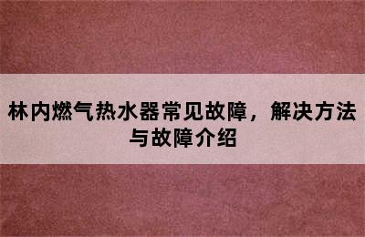 林内燃气热水器常见故障，解决方法与故障介绍