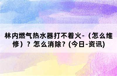 林内燃气热水器打不着火-（怎么维修）？怎么消除？(今日-资讯)