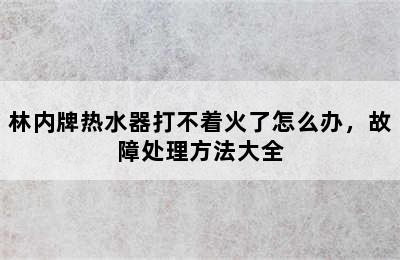 林内牌热水器打不着火了怎么办，故障处理方法大全