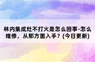 林内集成灶不打火是怎么回事-怎么维修，从那方面入手？(今日更新)