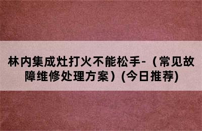 林内集成灶打火不能松手-（常见故障维修处理方案）(今日推荐)