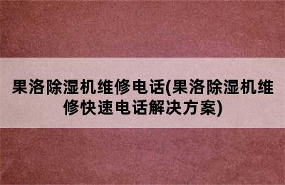 果洛除湿机维修电话(果洛除湿机维修快速电话解决方案)