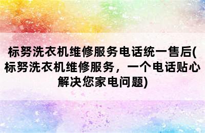 标努洗衣机维修服务电话统一售后(标努洗衣机维修服务，一个电话贴心解决您家电问题)