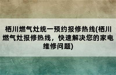 栖川燃气灶统一预约报修热线(栖川燃气灶报修热线，快速解决您的家电维修问题)