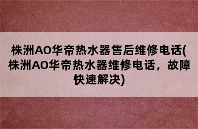 株洲AO华帝热水器售后维修电话(株洲AO华帝热水器维修电话，故障快速解决)