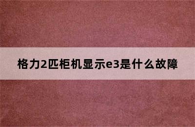 格力2匹柜机显示e3是什么故障