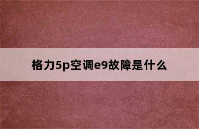 格力5p空调e9故障是什么