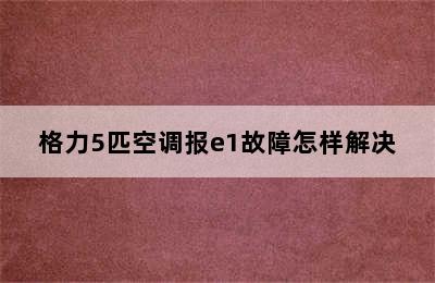 格力5匹空调报e1故障怎样解决