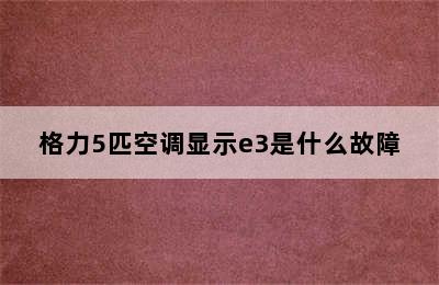 格力5匹空调显示e3是什么故障