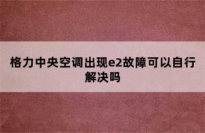 格力中央空调出现e2故障可以自行解决吗