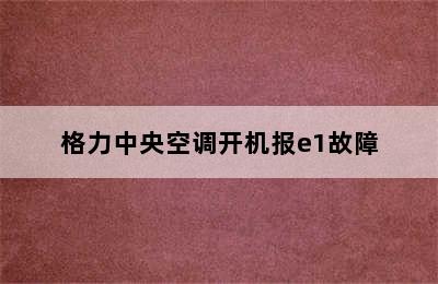 格力中央空调开机报e1故障