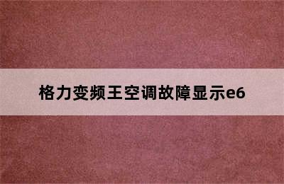 格力变频王空调故障显示e6