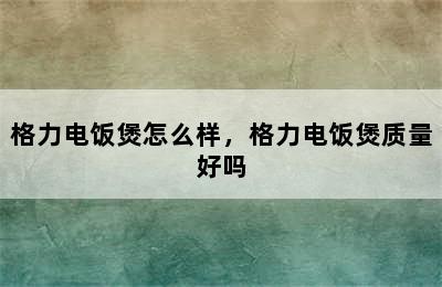 格力电饭煲怎么样，格力电饭煲质量好吗