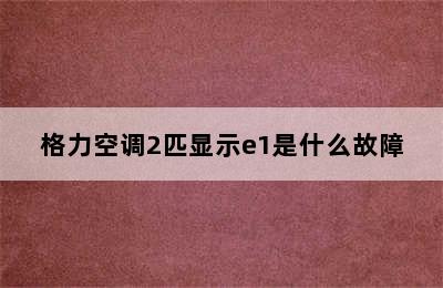 格力空调2匹显示e1是什么故障