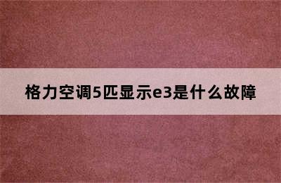 格力空调5匹显示e3是什么故障