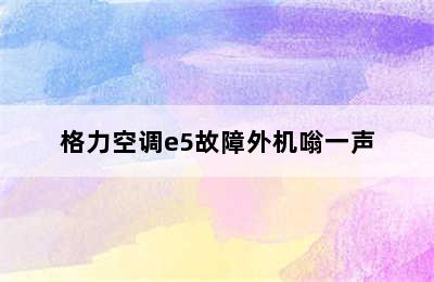 格力空调e5故障外机嗡一声