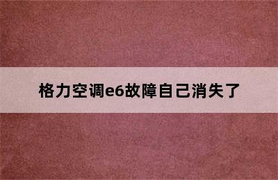 格力空调e6故障自己消失了