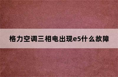 格力空调三相电出现e5什么故障