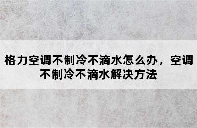 格力空调不制冷不滴水怎么办，空调不制冷不滴水解决方法